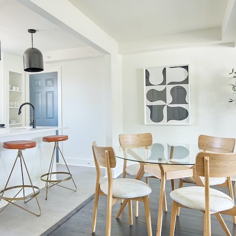 Start mornings with breakfast in the sunny kitchen-dining area 