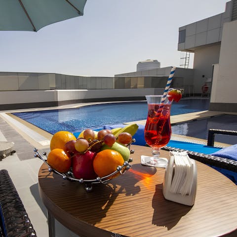 Head to the pool for a swim and a poolside refreshment