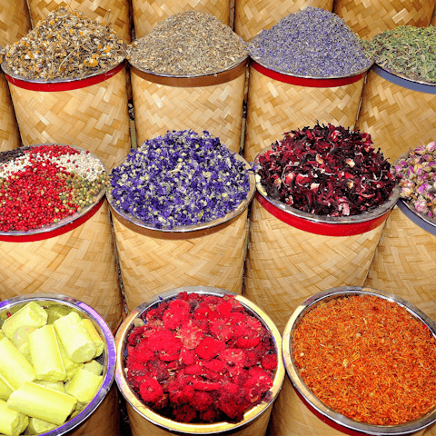 Peruse the stalls of the Gold Souq, a short drive away