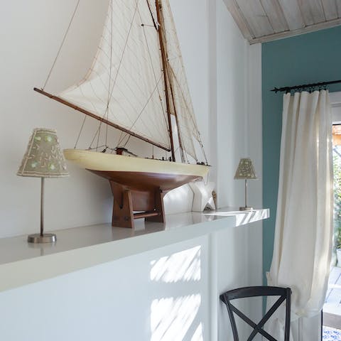 Admire nautical touches and reminders of your position near the sea