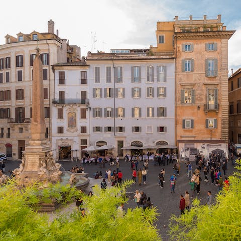 Head down into the piazza and you'll find a bevvy of restaurants, shops and cafes
