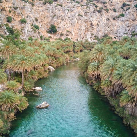 Explore Kissano Faraggi which flows down to Preveli Beach nearby