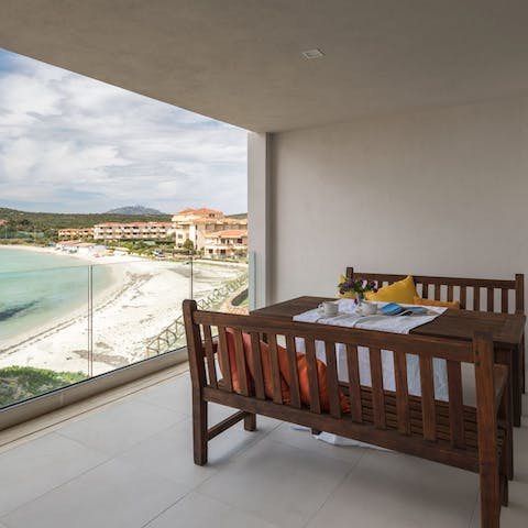Admire the Terza Spiaggia beach views from the balcony