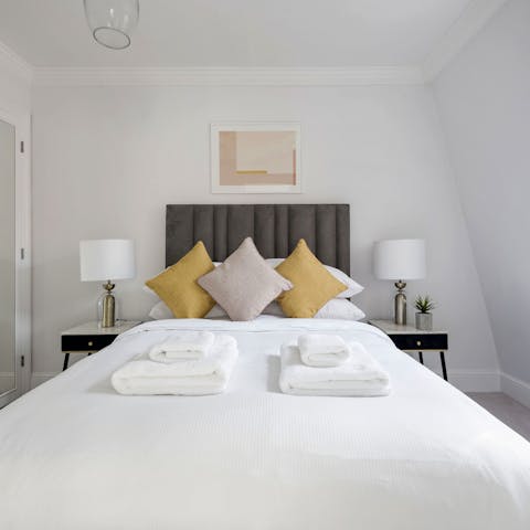 Get some rest in the comfy bedroom after an evening out in Chelsea