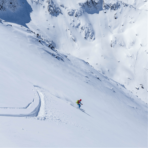 Slalom across the snowy slopes under the winter sun