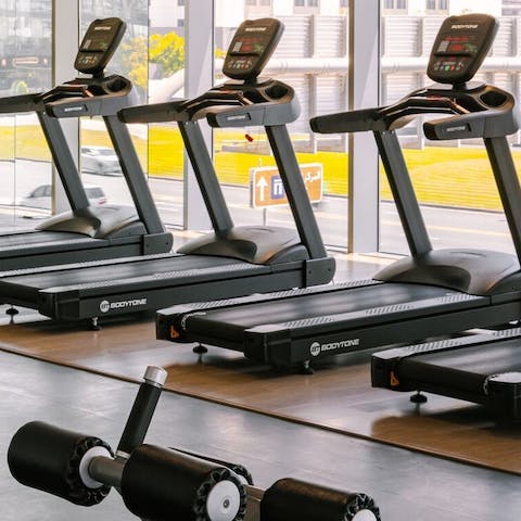 Head to the expansive on-site fitness centre for an early morning workout