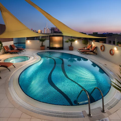Enjoy a dip in the communal roof top pool on humid afternoons