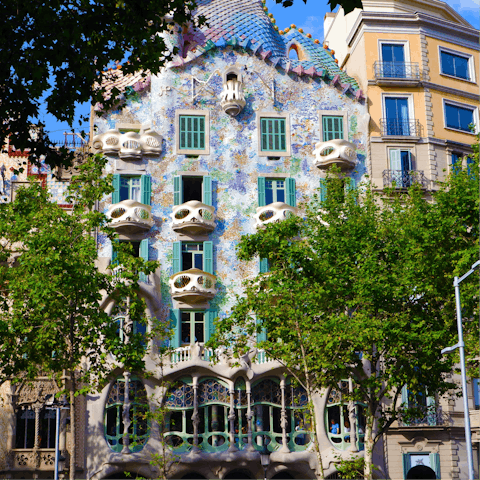 Visit Gaudí's colourful Casa Batlló, a short stroll away