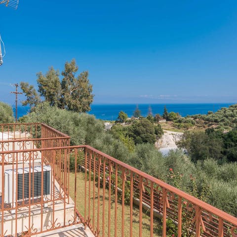 Sip your fresh Greek coffee on the sea-facing balcony