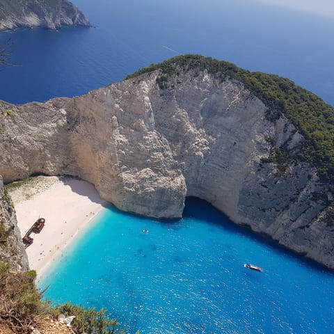 Head to the north of the island to the iconic shipwreck at Navagio beach