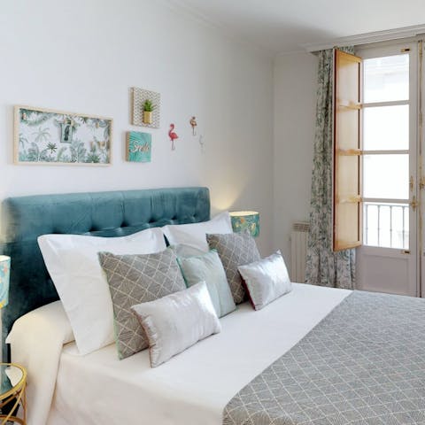 Wake up in the chic bedroom feeling rested and ready for another day of Madrid sightseeing