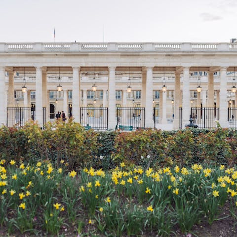 Stroll to nearby Jardin du Palais Royal