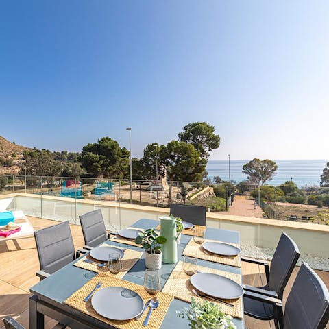 Sit down for an alfresco breakfast and enjoy the ocean views