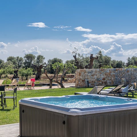 Feel a wonderful sense of relaxation in the hot tub