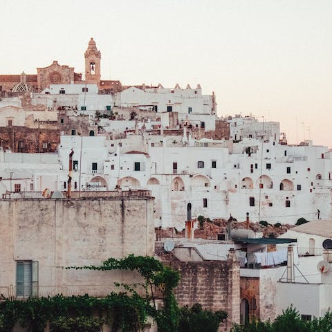 Fall in love with the whitewashed city of Ostuni – the centre is just a fifteen-minute drive away