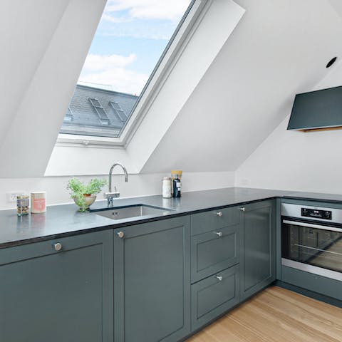 Prepare your meals in the contemporary light-filled kitchen