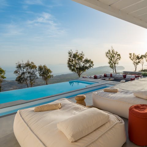 Swim in the private pool as you drink in the far-reaching sea views