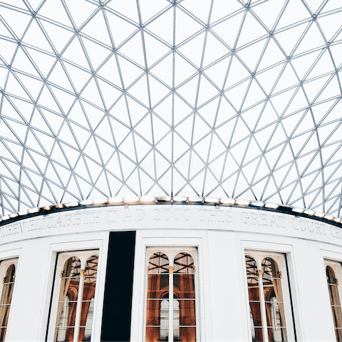 Marvel at the stunning structure and ancient artifacts in the British Museum – just over half a mile away
