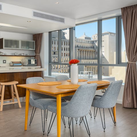 Feel connected to the vibrant heart of the city whilst dining at home