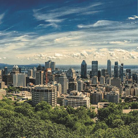Explore bustling downtown Montreal, a short walk from restaurants, shops and museums