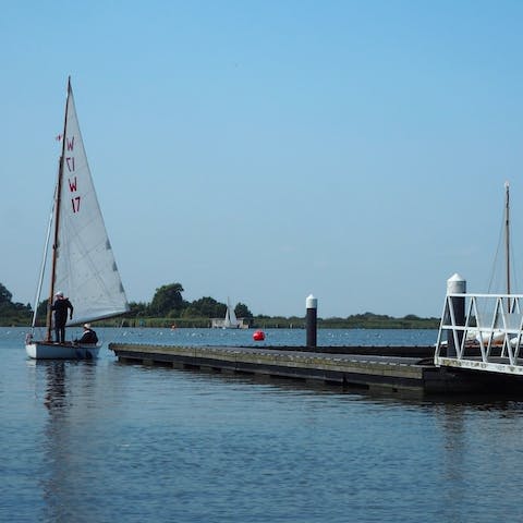 Drive over to Oulton Broad in fourteen minutes and try your hand at watersports on the lake