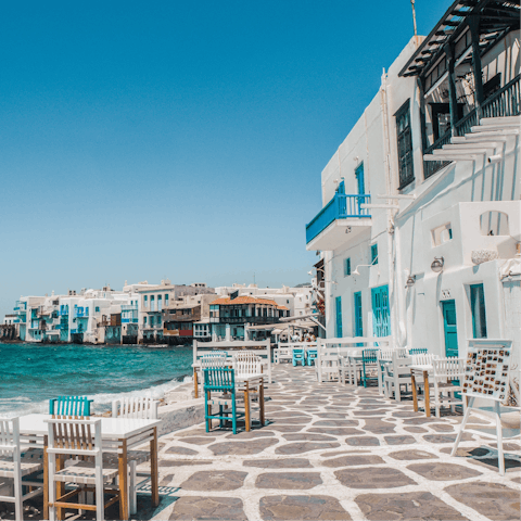 Explore Mykonos town – only a ten-minute drive away