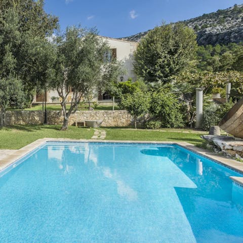 Take in the mountain views from the private pool