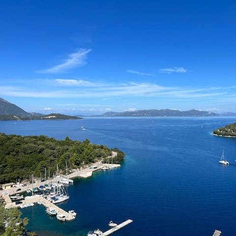 Take in the crystal clear waters as you stroll around Port Spilia