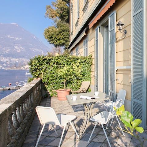 Look out over Lake Como as you sip your morning coffee on the private balcony