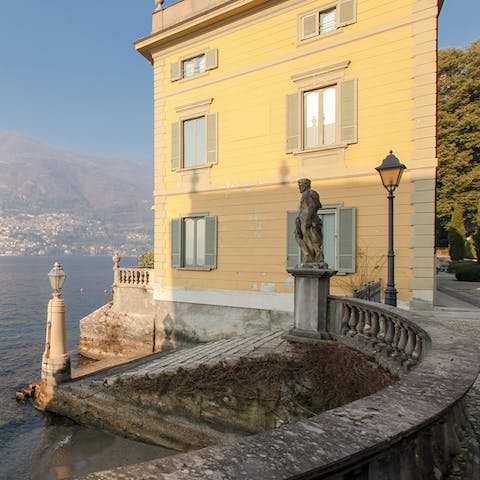 Take the steps beside your home down to the water for a morning dip in Lake Como