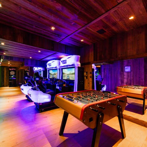 Keep busy in the games room – table football and arcade games await
