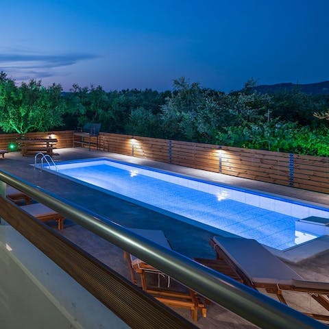 Enjoy a moonlit dip in the private swimming pool