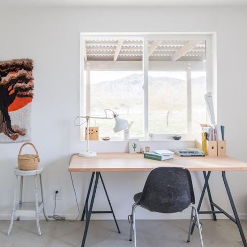 Get some work done at the light-filled, breezy office space 