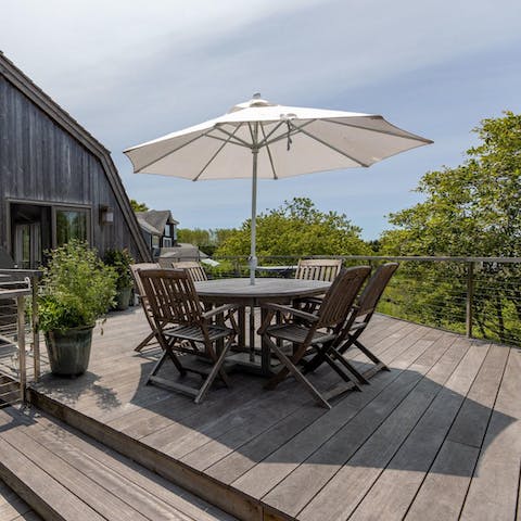 Commune with nature from the rustic deck