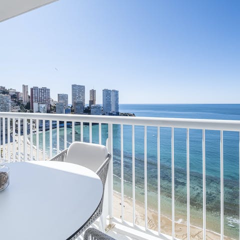Start your day with breakfast on the balcony overlooking those stunning sea views