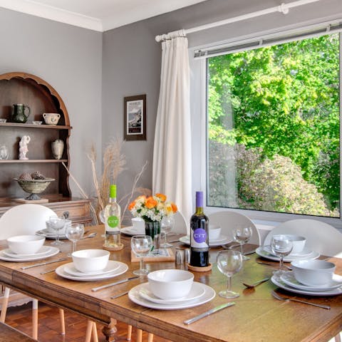 Tuck into a delicious meal at the dining table