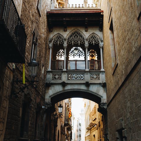 Explore the winding alleyways of the city's Gothic Quarter, right on your doorstep