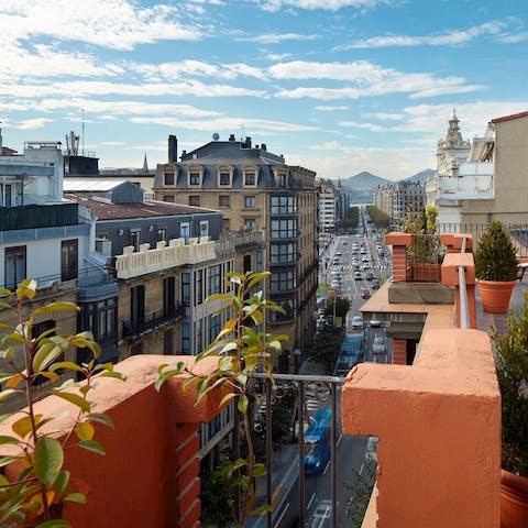 Mountain and city views from the terrace