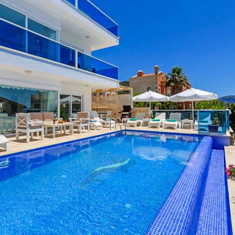 Make waves in the private swimming pool 
