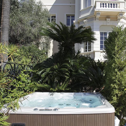 Seclude yourself away for a soak in the bubbling hot tub
