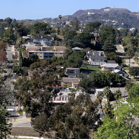 Stay in the pretty neighbourhood of Silver Lake – with views from the street all the way to the Hollywood sign
