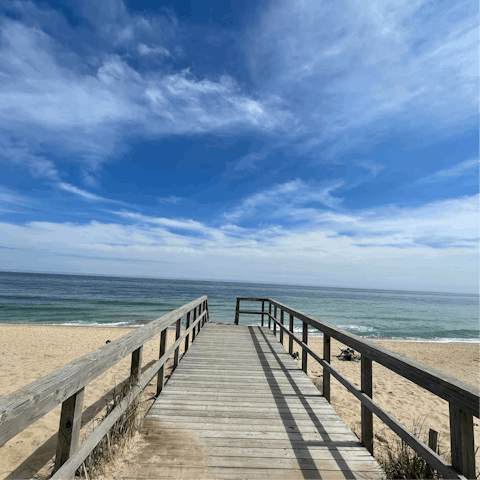 Head to East Hampton's sandy beach, a short bike ride away