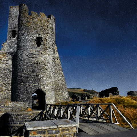 Visit Aberystwyth Castle, a ten-minute drive away