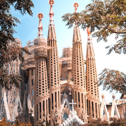 Spend an afternoon exploring La Sagrada Família, a twenty-minute walk away