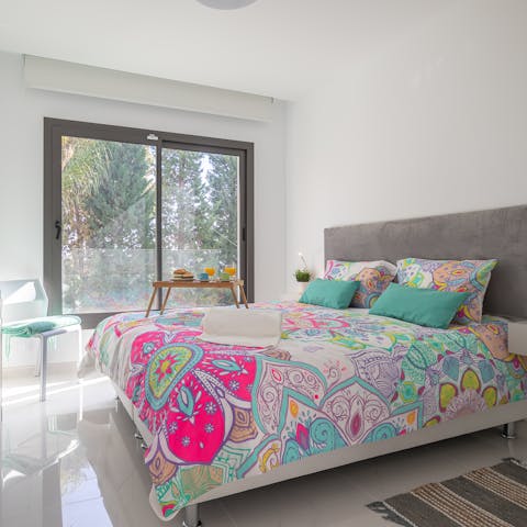 Wake up in the stylish bedrooms feeling rested and ready for another day of fun in the sun