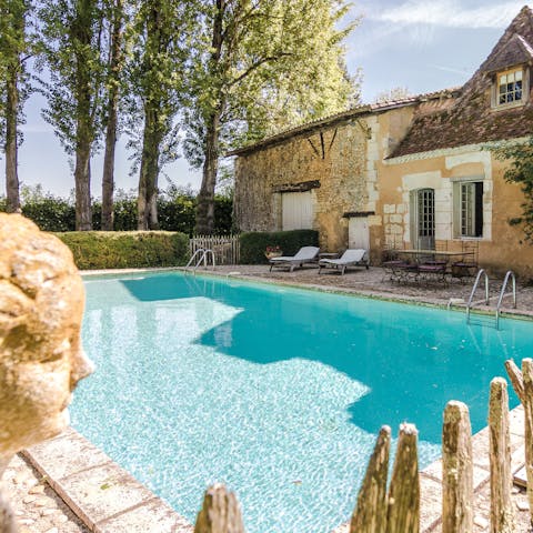 Savour a sweet glass of Monbazillac by the glistening outdoor pool