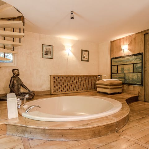 Treat yourself to a long soak in the luxurious bathtub