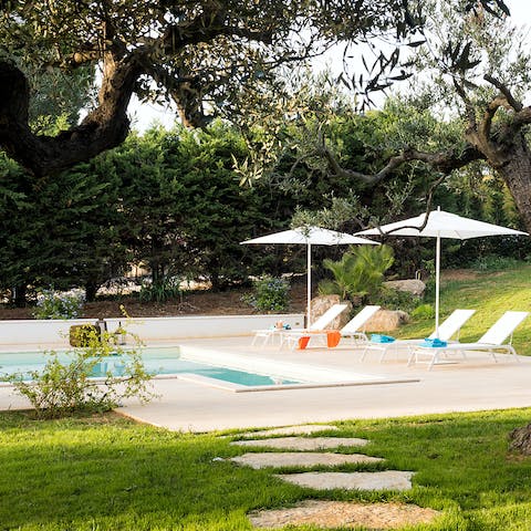 Stretch out poolside with a glass of local Alcamo wine