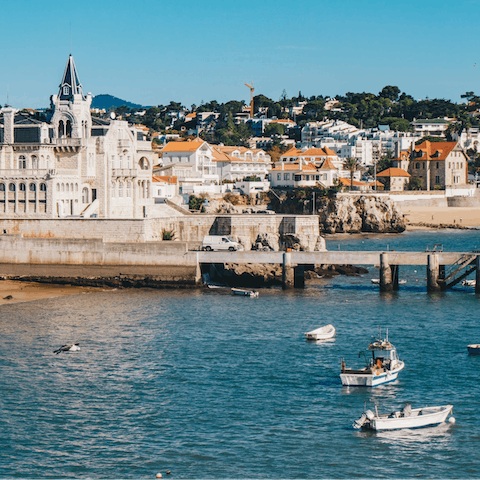 Stay in Cascais, just an eighteen-minute stroll from its sandy beach