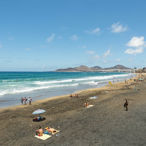 Stroll 180 meters to Las Canteras Beach for a day in the sun